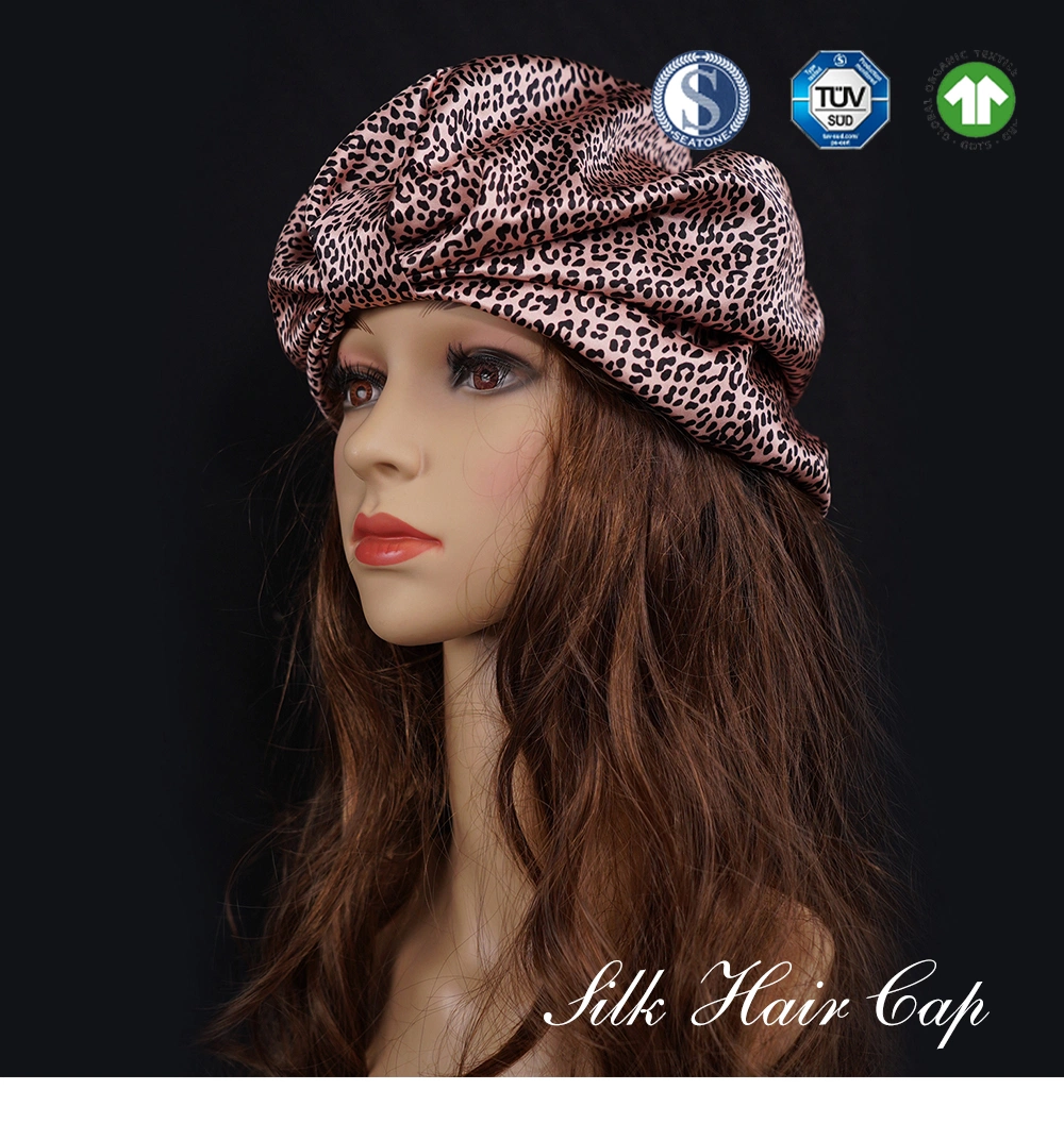 New Arrival Leopard Print Cross Luxury 100% 6A Silk Hair Turban for Woman