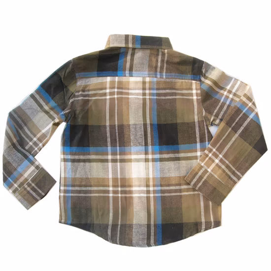 Camisas de manga larga tejidas para niños 100% algodón teñido con hilo a cuadros