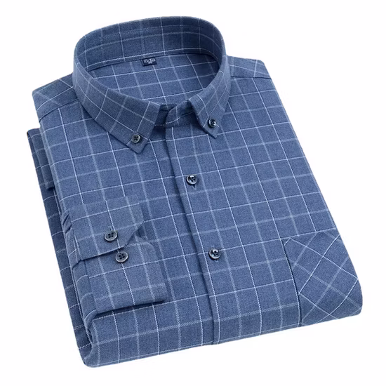 Camisas informales de franela a cuadros de manga larga y ajuste regular con botones para hombre